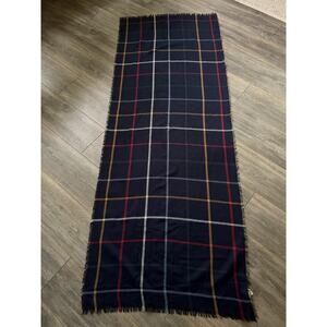 Una Talla Scarf Plaid Rectangular Blue Preppy Career Acadamia Fringe